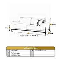 Sofá Fixo Magnus 4 Lugares Luxo 2,30m Castellar Móbile Linho Bege Claro - 3