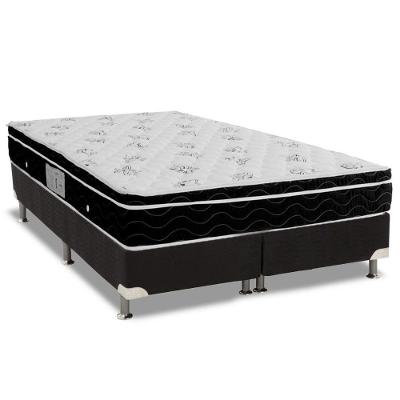 Conjunto Box King: Colchão Molas Ortobom Nanolastic Physical+base Crc Suede Black (186x198)
