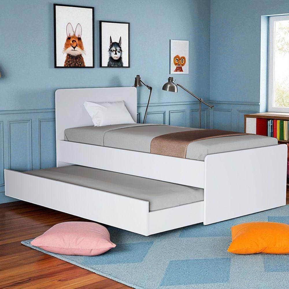 Bicama Solteiro Com Cama Auxiliar Segura Para Quarto Pequeno - 1