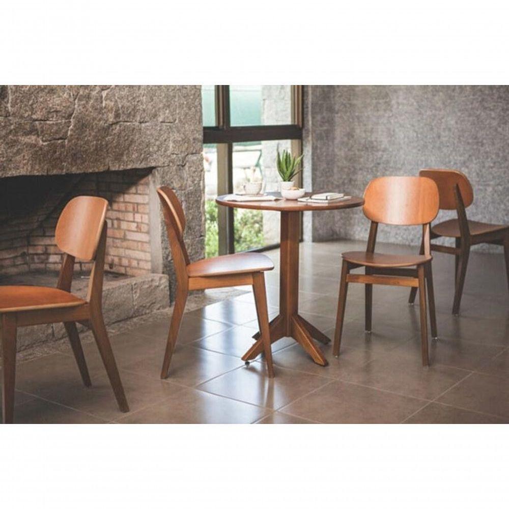 Mesa De Madeira Tramontina London Redonda Em Tauarí Amêndoa 2 Lugares 60cm - 2