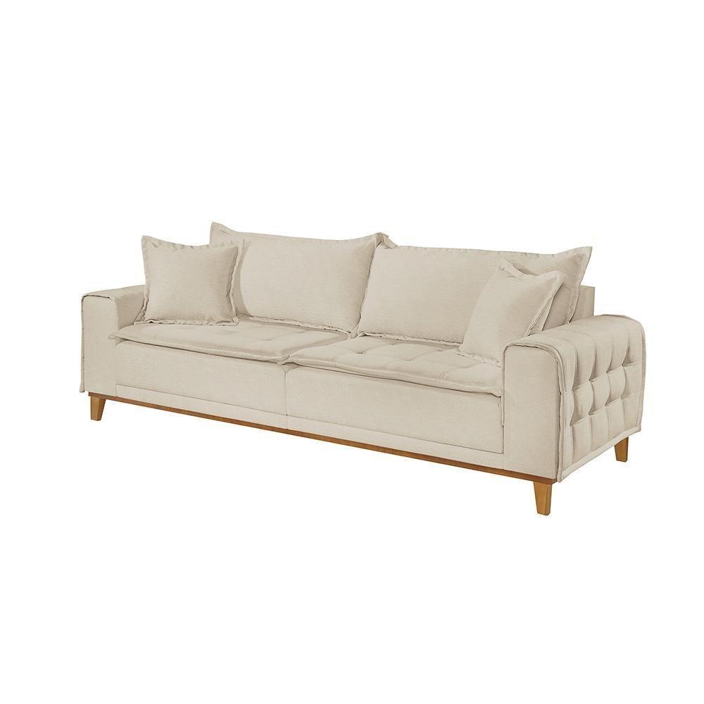 Sofá Fixo Orfeu 3 Lugares Luxo 1,80m Castellar Móbile Linho Bege Claro - 1