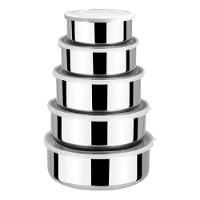 Kit Conjunto 5 Potes Herméticos Bavaria Com Tampa - Inox - 1