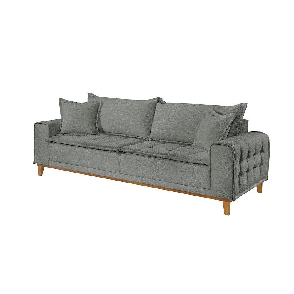 Sofá Fixo Orfeu 2 Lugares Luxo 1,60m Castellar Móbile Linho Cinza - 1