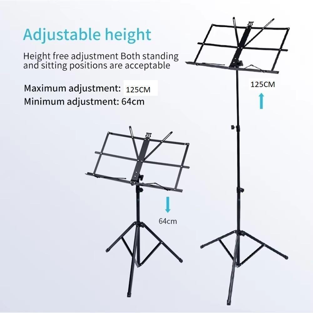 Suporte Partitura Tripé Pedestal Estante Notebook Tablet Retrátil Ajustável Maestro Orquestra Ensaio Batuta Com Capa Profissional - 7