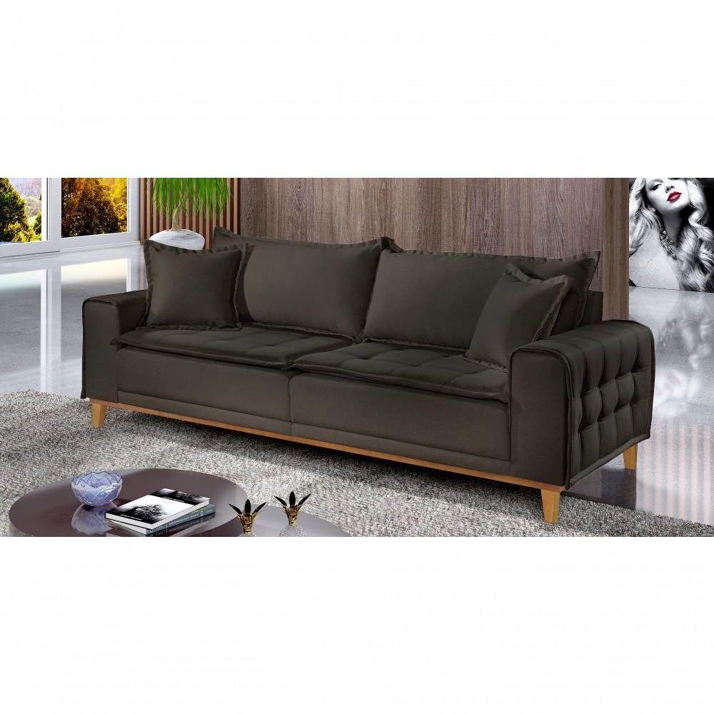Sofá Fixo Orfeu 2 Lugares Luxo 1,60m Castellar Móbile Veludo Chumbo - 4