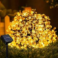 Pisca Cordão Flores Natal Solar Externo De 5m 20leds Amarelo - 2