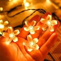 Pisca Cordão Flores Natal Solar Externo De 5m 20leds Amarelo