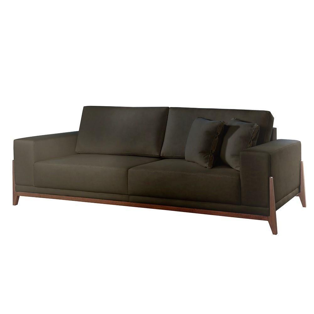 Sofá Fixo Magnus 4 Lugares Luxo 2,30m Castellar Móbile Veludo Chumbo - 1