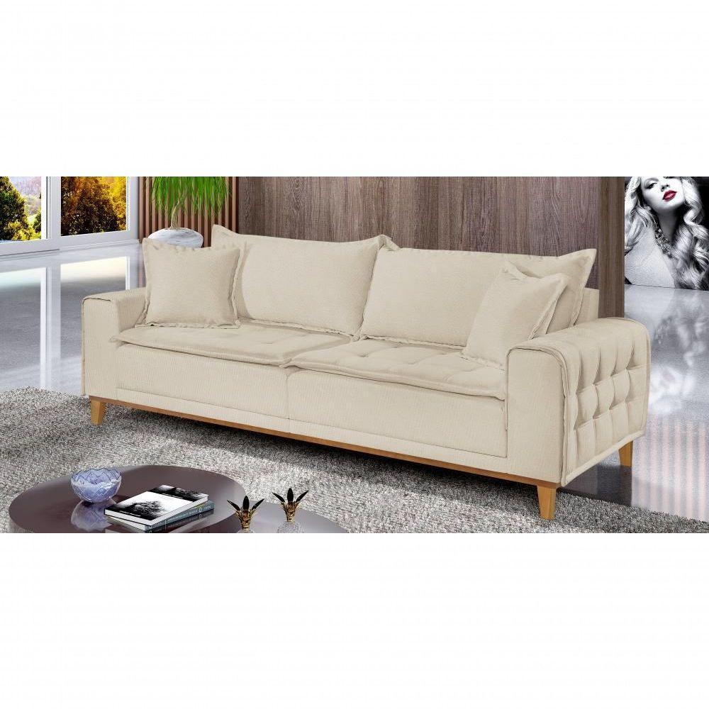 Sofá Fixo Orfeu 2 Lugares Luxo 1,60m Castellar Móbile Linho Bege Claro - 4