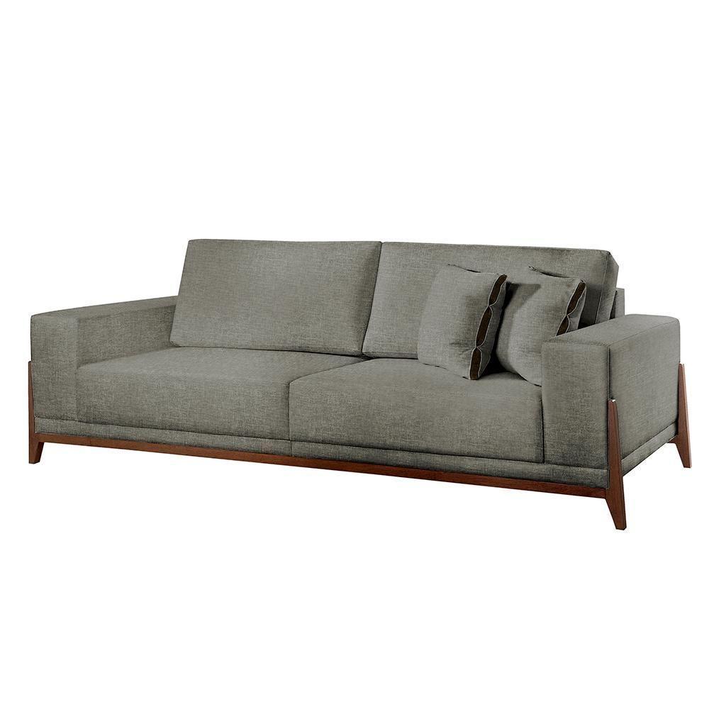 Sofá Fixo Magnus 4 Lugares Luxo 2,30m Castellar Móbile Linho Cinza - 1