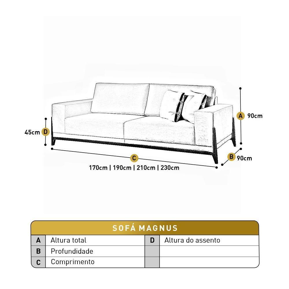 Sofá Fixo Magnus 4 Lugares Luxo 2,30m Castellar Móbile Linho Cinza - 3