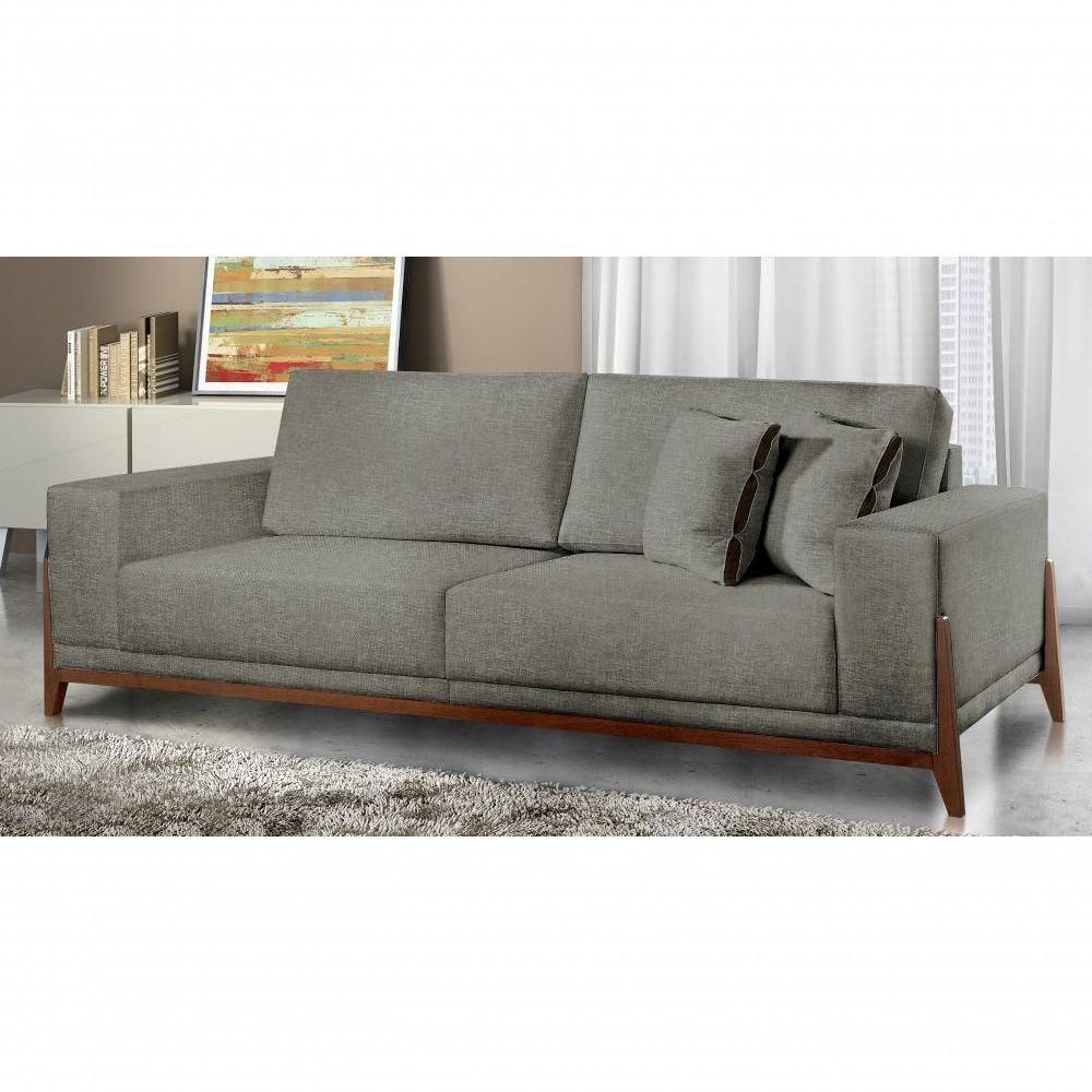 Sofá Fixo Magnus 4 Lugares Luxo 2,30m Castellar Móbile Linho Cinza - 4