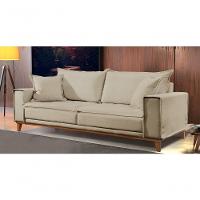 Sofá Fixo Aquiles 3 Lugares Luxo 2,20m Castellar Móbile Linho Bege - 4