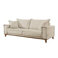 Sofá Fixo Aquiles 3 Lugares Luxo 2,0m Castellar Móbile Linho Bege Claro - 1