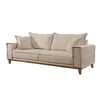 Sofá Fixo Aquiles 3 Lugares Luxo 1,80m Castellar Móbile Veludo Bege Claro - 1