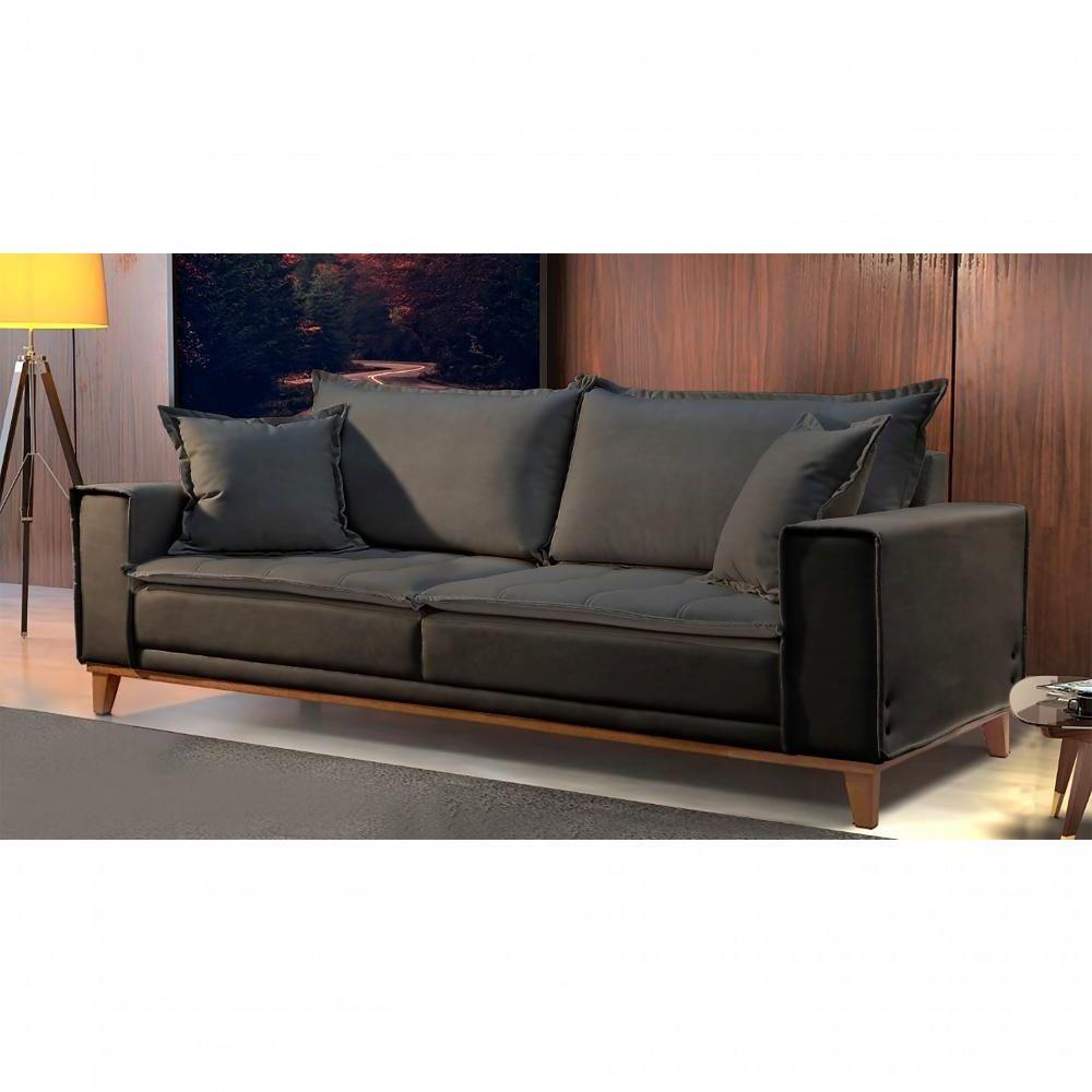 Sofá Fixo Aquiles 2 Lugares Luxo 1,60m Castellar Móbile Veludo Chumbo - 4