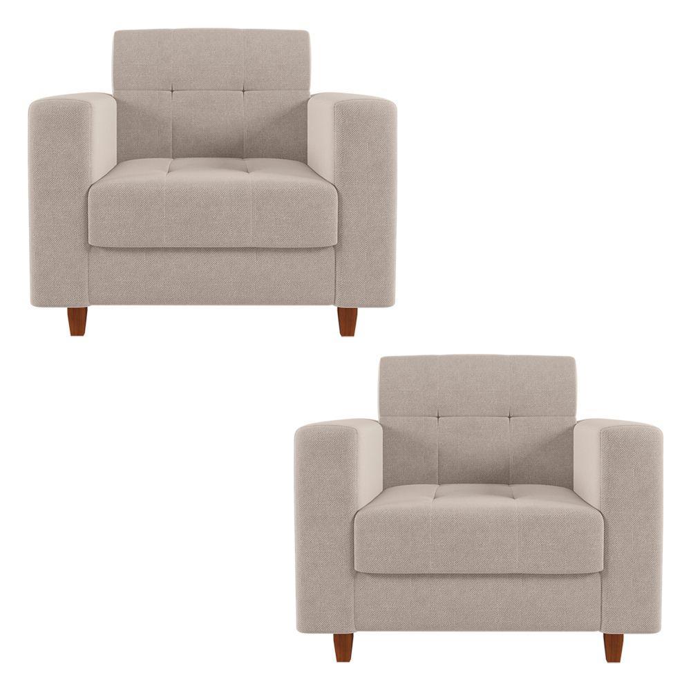 Kit 02 Poltronas Arezzo Pés Chanfrado Castanho - 1