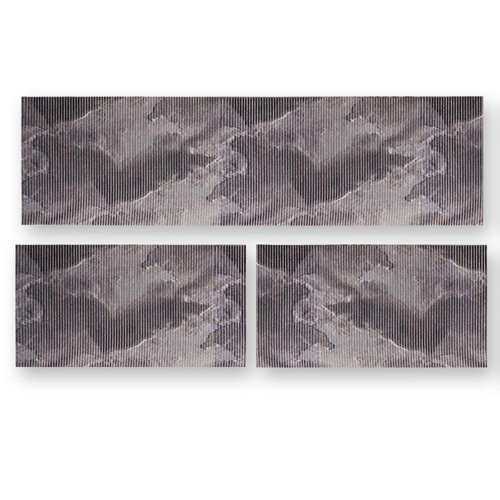 Kit 3 Peças Jogo Cozinha Passadeira Emborrachada Não Derrapa Mármore Preto - 2