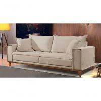 Sofá Fixo Aquiles 2 Lugares Luxo 1,60m Castellar Móbile Veludo Bege Claro - 4