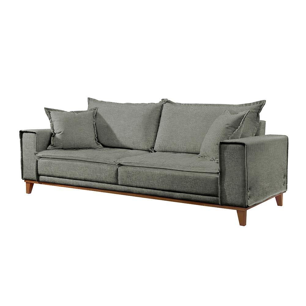 Sofá Fixo Aquiles 2 Lugares Luxo 1,60m Castellar Móbile Linho Cinza - 1