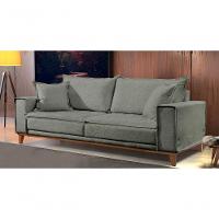 Sofá Fixo Aquiles 2 Lugares Luxo 1,60m Castellar Móbile Linho Cinza - 4