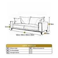 Sofá Fixo Aquiles 2 Lugares Luxo 1,60m Castellar Móbile Linho Bege - 3