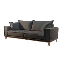 Sofá Fixo Aquiles 3 Lugares Luxo 1,80m Castellar Móbile Veludo Chumbo - 1