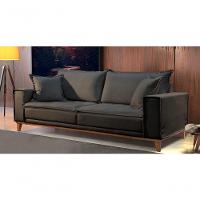 Sofá Fixo Aquiles 3 Lugares Luxo 1,80m Castellar Móbile Veludo Chumbo - 4