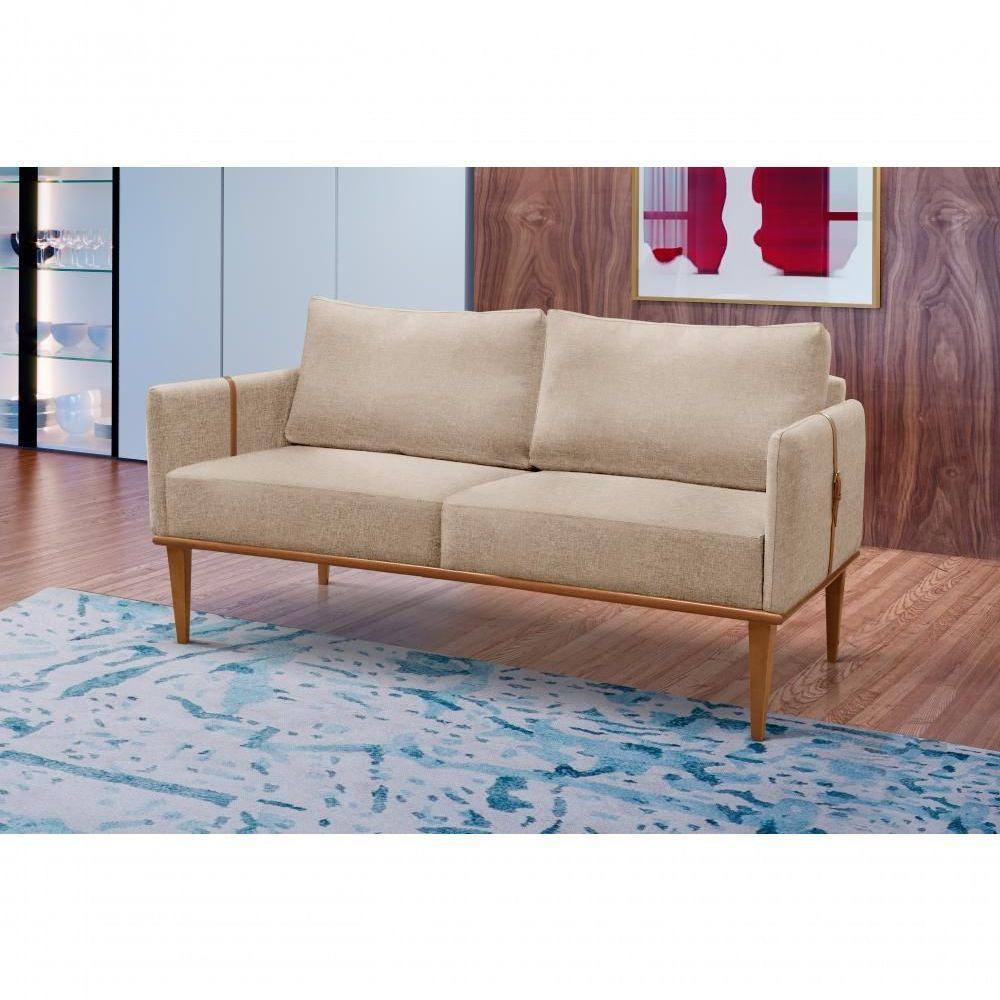 Sofá Namoradeira Milla Luxo Castellar Móbile Linho Bege Claro Linho Bege Claro - 4