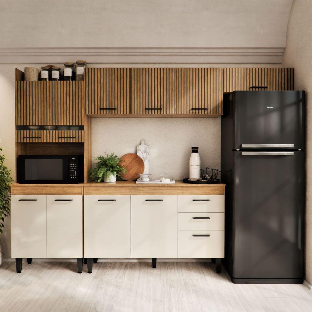 Armário De Cozinha Veneza Completa Com 2 Gavetas E 10 Portas Ripado Off - Maxi Do Brasil - 2