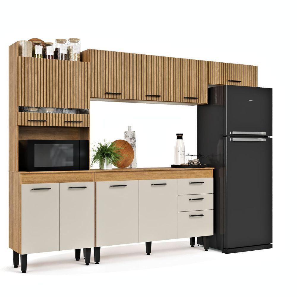 Armário De Cozinha Veneza Completa Com 2 Gavetas E 10 Portas Ripado Off - Maxi Do Brasil - 4