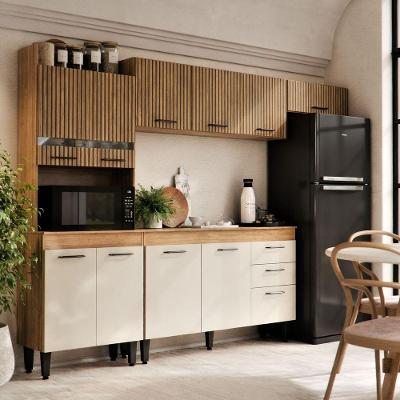 Armário De Cozinha Veneza Completa Com 2 Gavetas E 10 Portas Ripado Off - Maxi Do Brasil