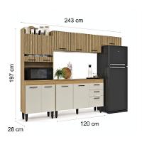 Armário De Cozinha Veneza Completa Com 2 Gavetas E 10 Portas Ripado Off - Maxi Do Brasil - 5