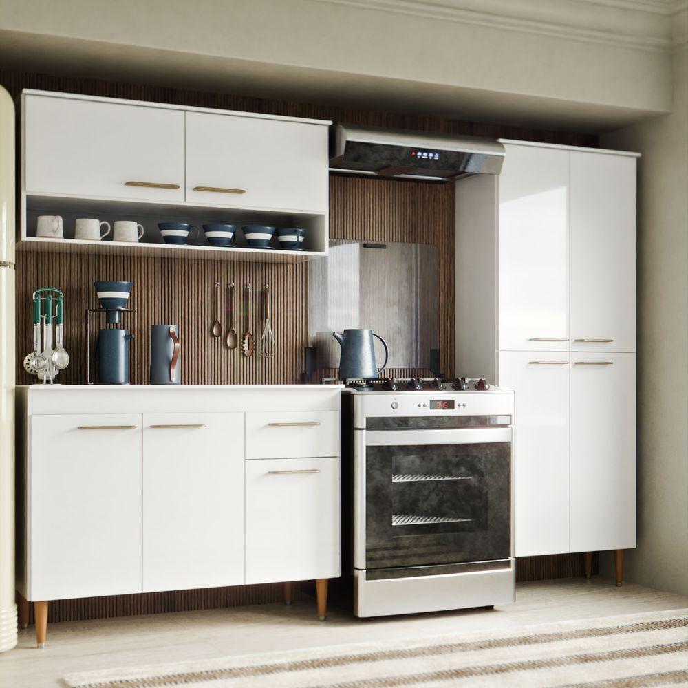 Armário De Cozinha Antonella Com 9 Portas E 1 Gaveta Paneleiro Branco - Maxi Do Brasil - 1