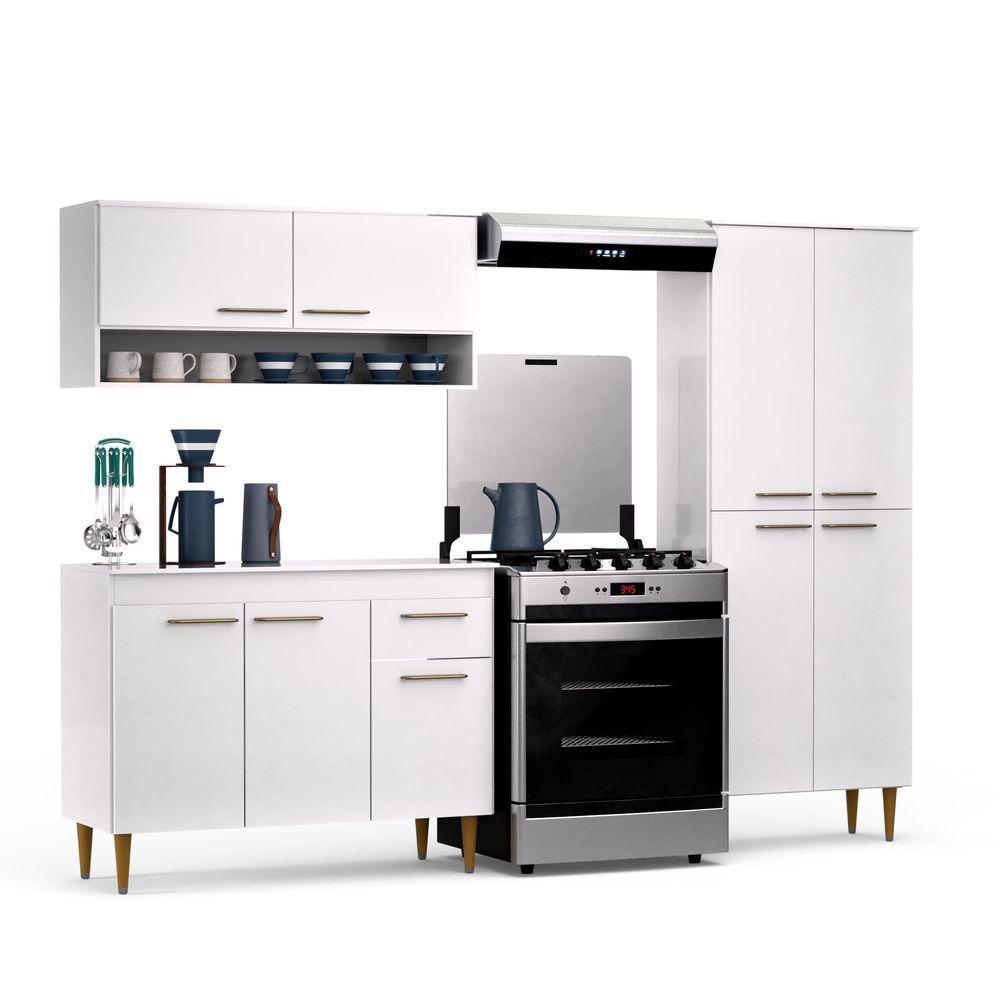 Armário De Cozinha Antonella Com 9 Portas E 1 Gaveta Paneleiro Branco - Maxi Do Brasil - 4