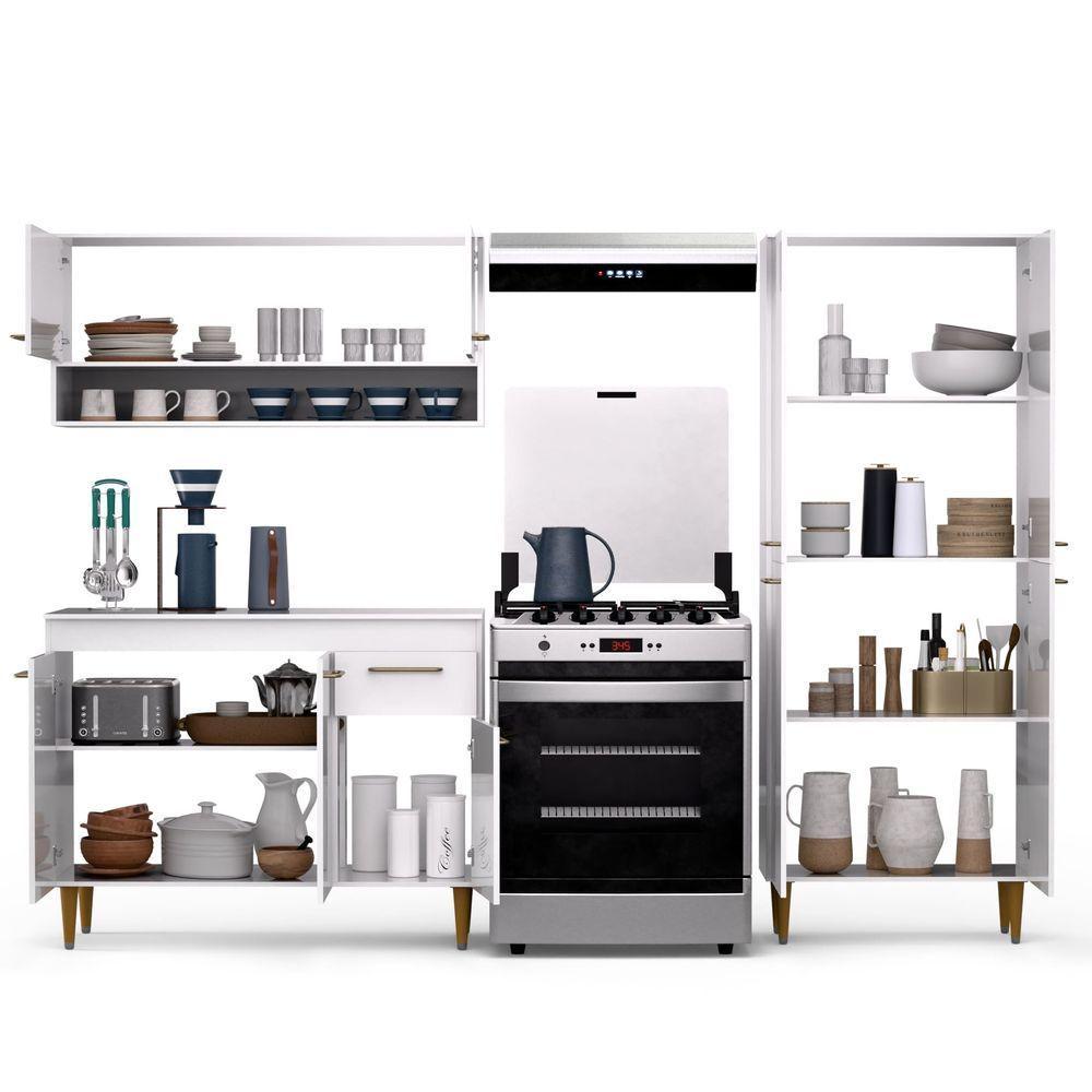 Armário De Cozinha Antonella Com 9 Portas E 1 Gaveta Paneleiro Branco - Maxi Do Brasil - 5