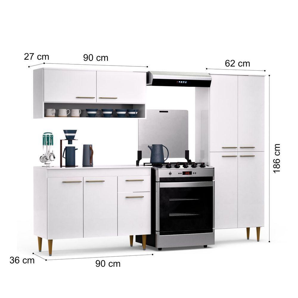 Armário De Cozinha Antonella Com 9 Portas E 1 Gaveta Paneleiro Branco - Maxi Do Brasil - 6