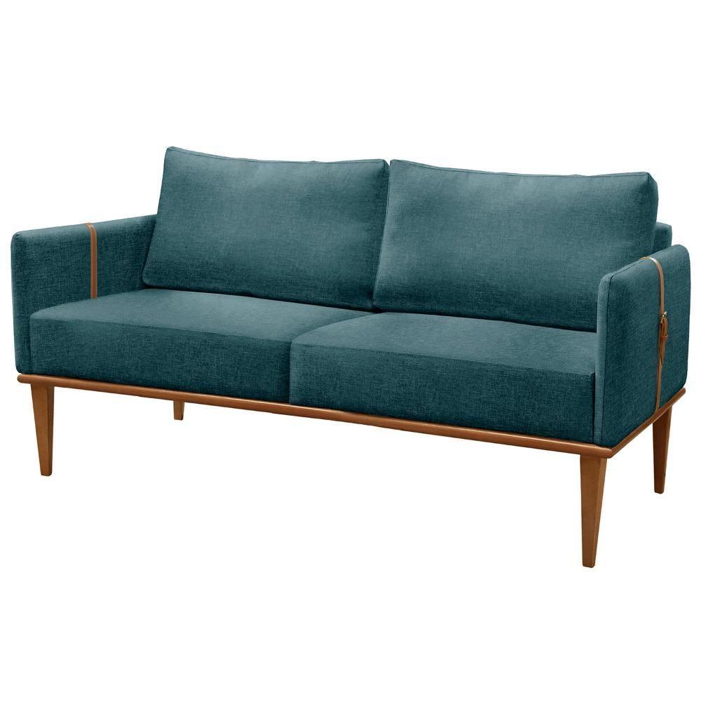 Sofá Namoradeira Milla Luxo Castellar Móbile Linho Azul Linho Azul - 1