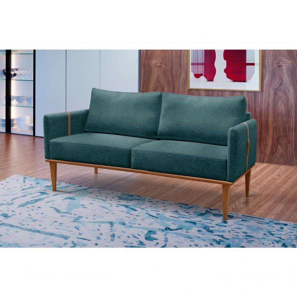 Sofá Namoradeira Milla Luxo Castellar Móbile Linho Azul Linho Azul - 4