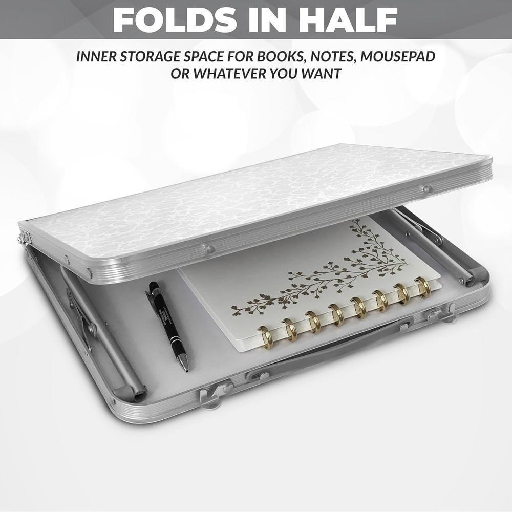 Mesa Dobravel Sofa Cama Notebook Aluminio Vira Maleta Portatil Suporte Home Office Refeicao Estudos - 5