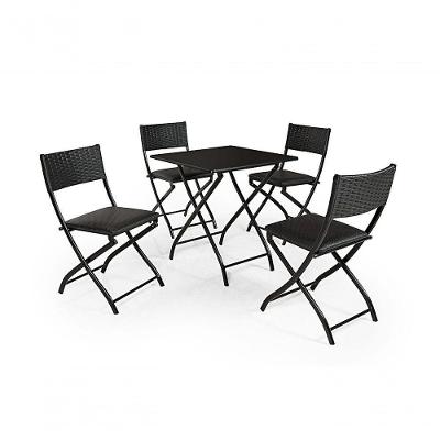 Jogo Mesa Preto Dobravel Com 4 Cadeiras Dobravel Preto