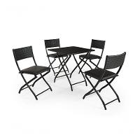 Jogo Mesa Preto Dobravel Com 4 Cadeiras Dobravel Preto - 1