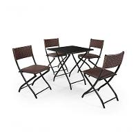 Jogo Mesa Preto Dobravel Com 4 Cadeiras Dobravel Castanho - 1