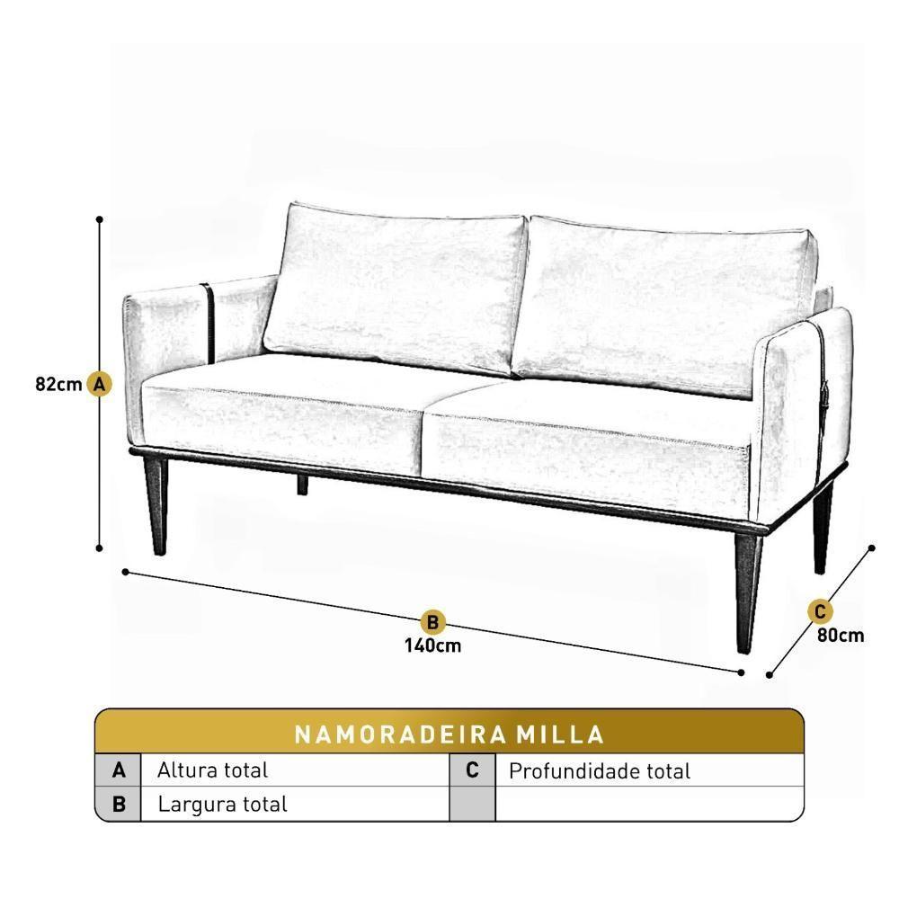 Sofá Namoradeira Milla Luxo Castellar Móbile Linho Cinza Linho Cinza - 3