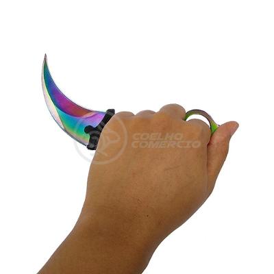 Knife Rainbow Karambit Com Fio Manobras Arco Iris Inox