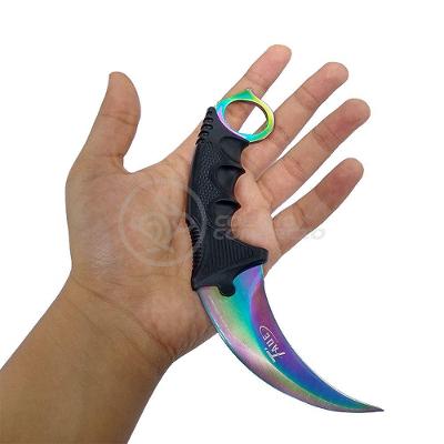 Knife Rainbow Karambit Com Fio Manobras Arco Iris Inox