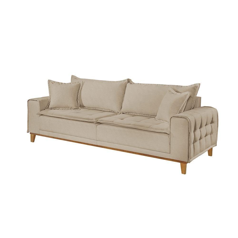 Sofá Fixo Orfeu Até 4 Lugares Luxo 2,20m Castellar Móbile Linho Bege - 1