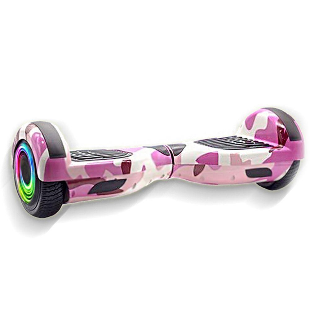 Hoverboard Infantil Skate Elétrico Led Rosa Camuflado - 1