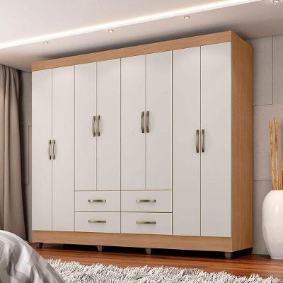 Guarda Roupa Casal Ambiente Porto 8 Portas Nature Off White - Móveis Leão