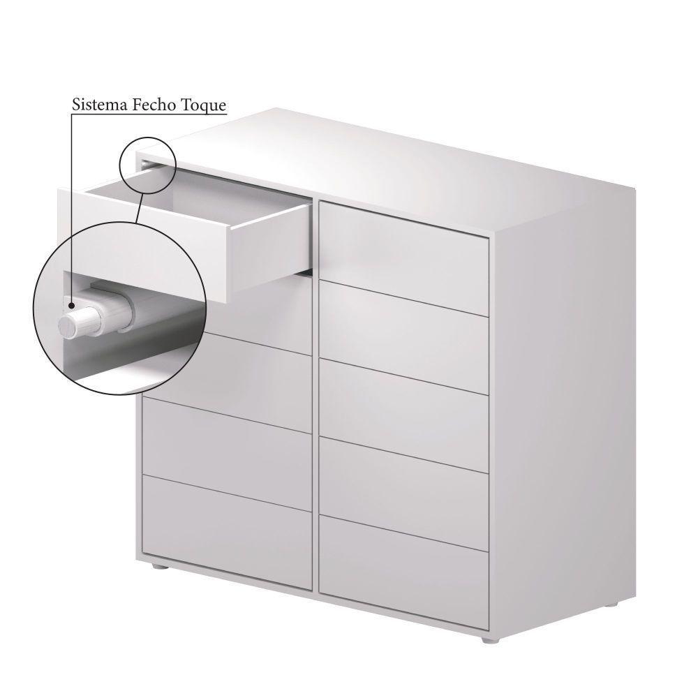 Cômoda Dieci 10 Gavetas Mdp 15 Mm Corrediça Telescópica + Fecho Toque Branco - 3